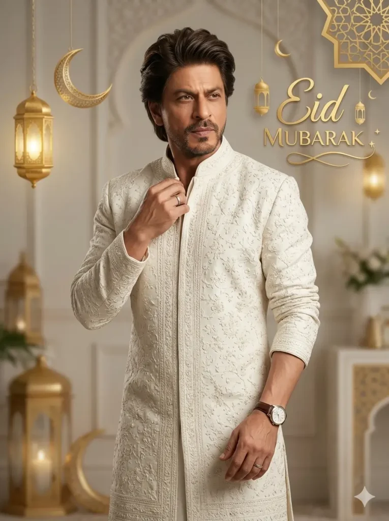 eid ai prompts 2026 stylish man kurta portrait, Srk eid photo 2026