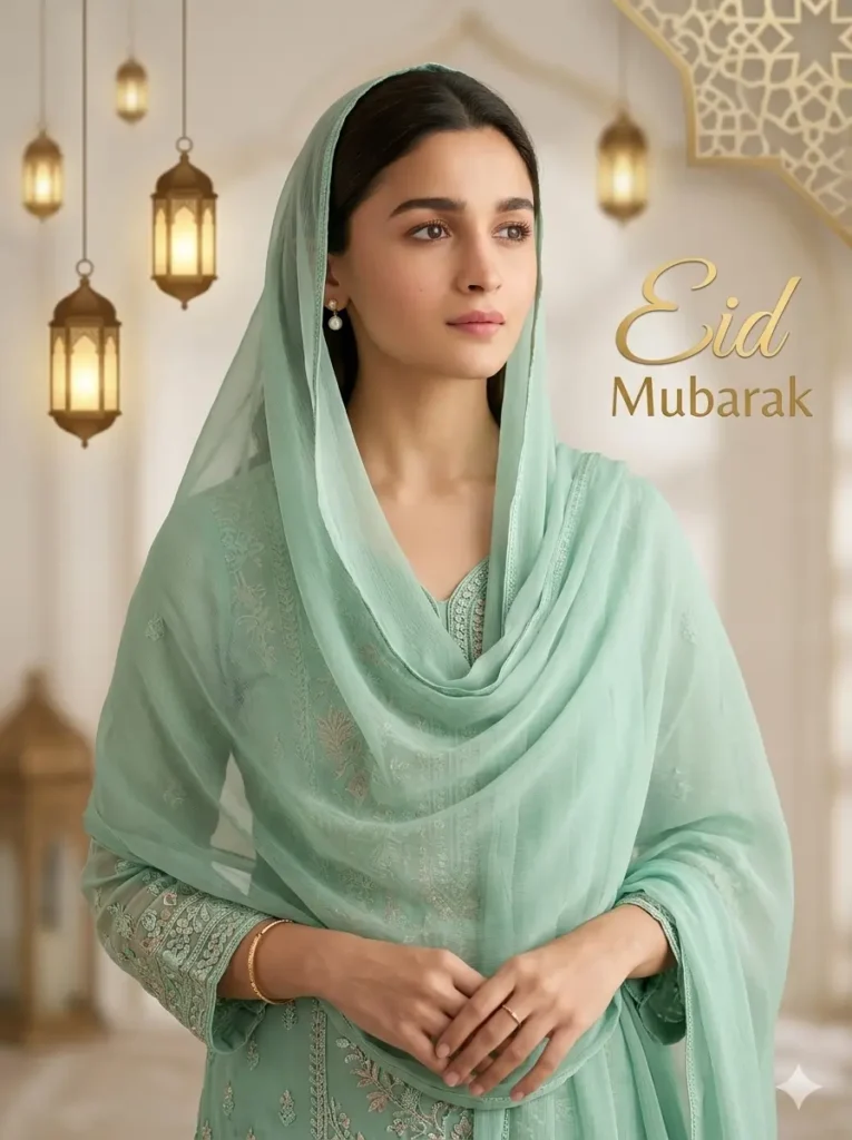 eid mubarak photo editing prompts 2026 elegant woman