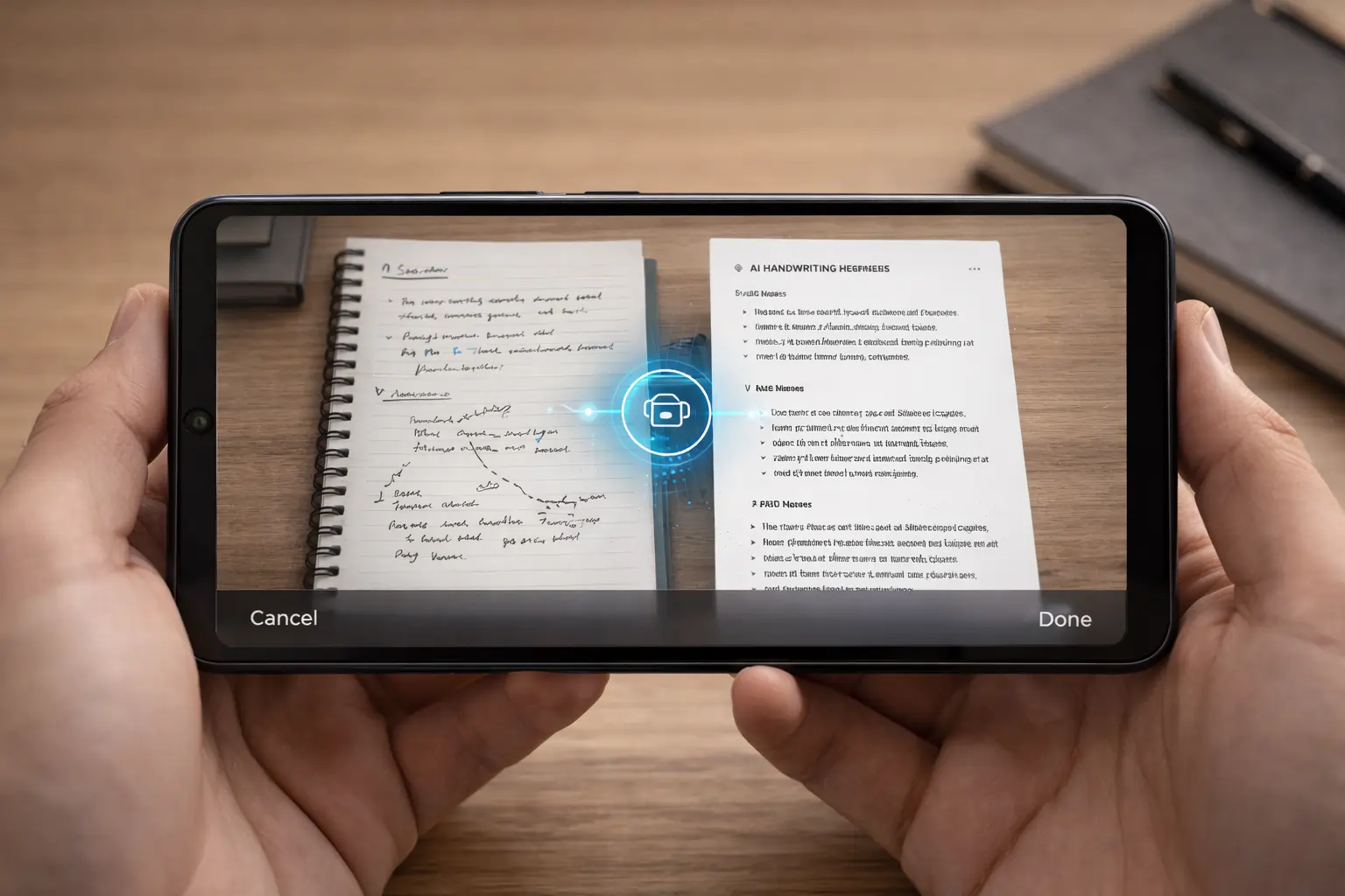 AI Tools for Handwriting Notes converting handwritten notes into digital text on tablet