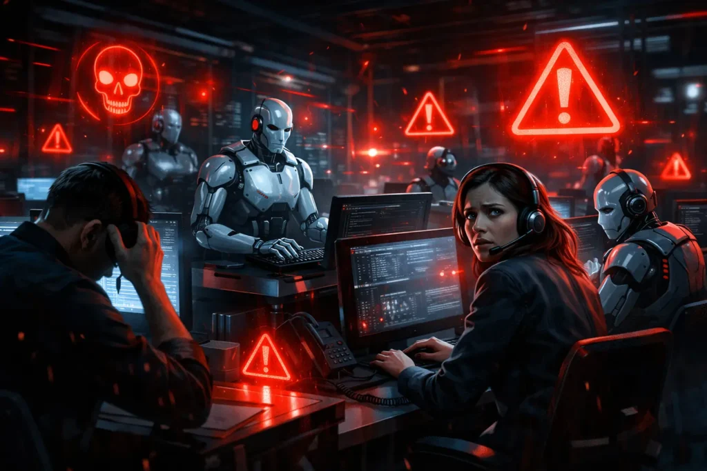 highest risk jobs for AI automation warning concept workers replaced by robots, Most AI-proof jobs 2026