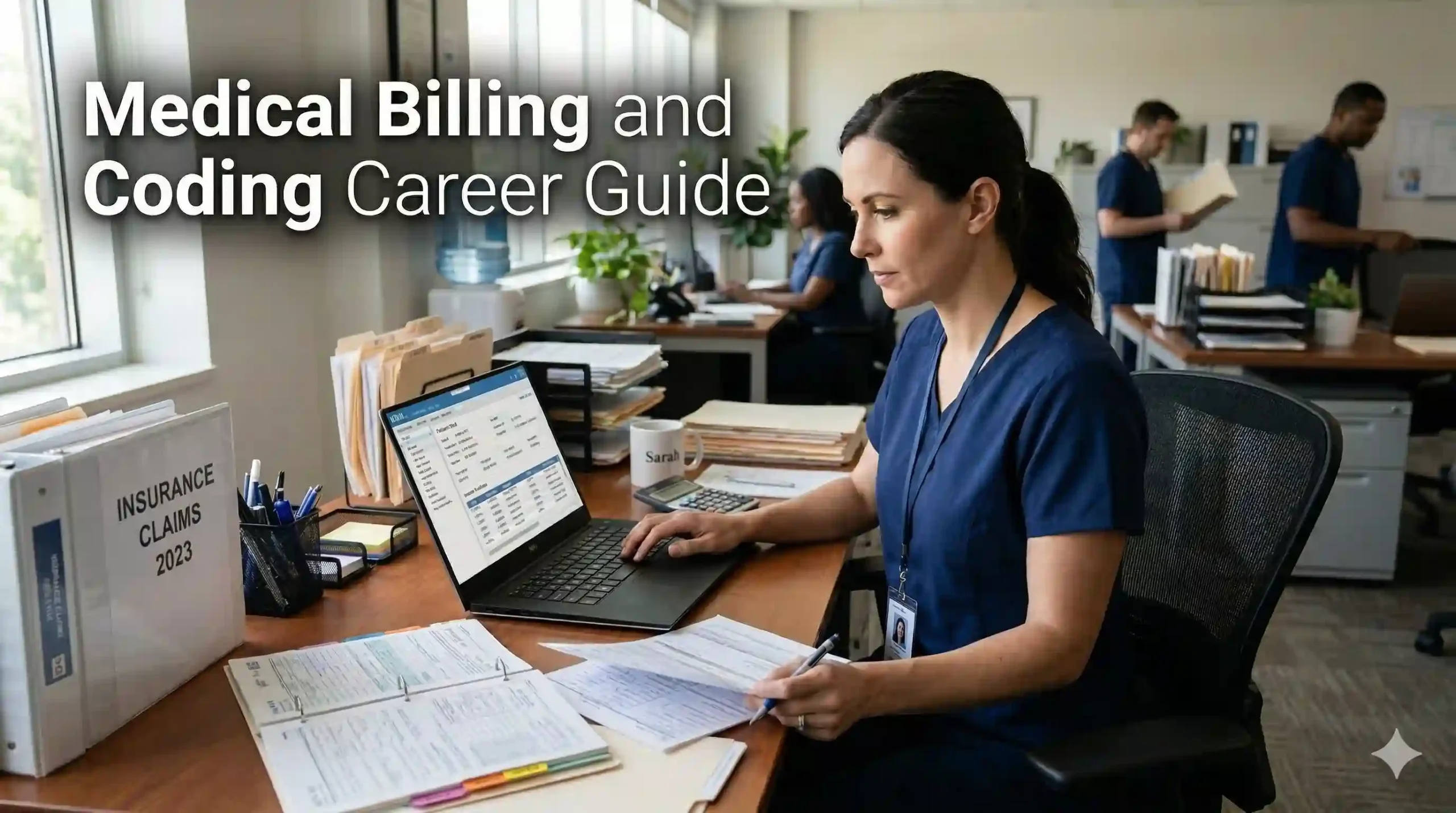 medical billing and coding career guide healthcare billing specialist working on computer