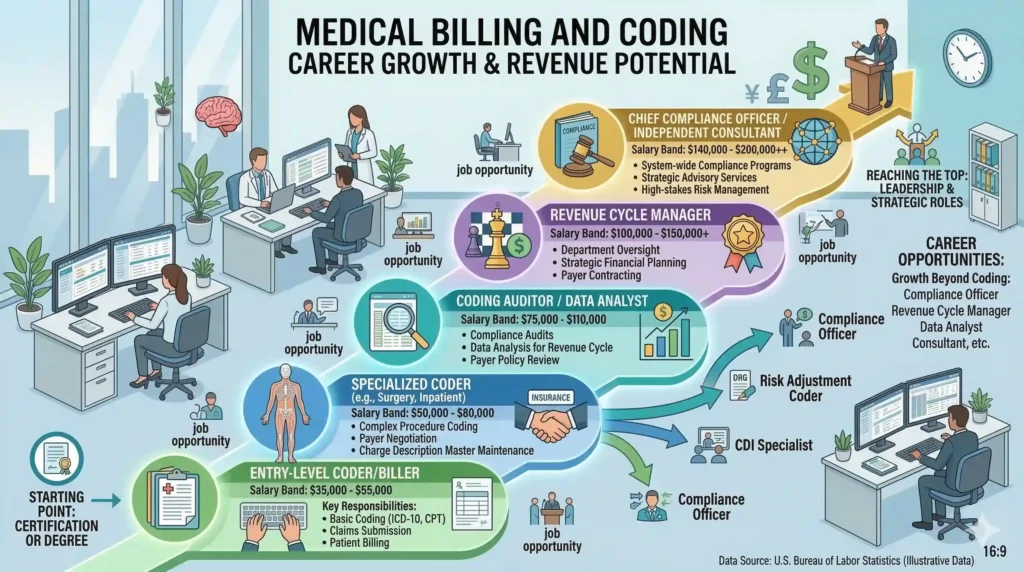 medical billing and coding salary and job opportunities chart