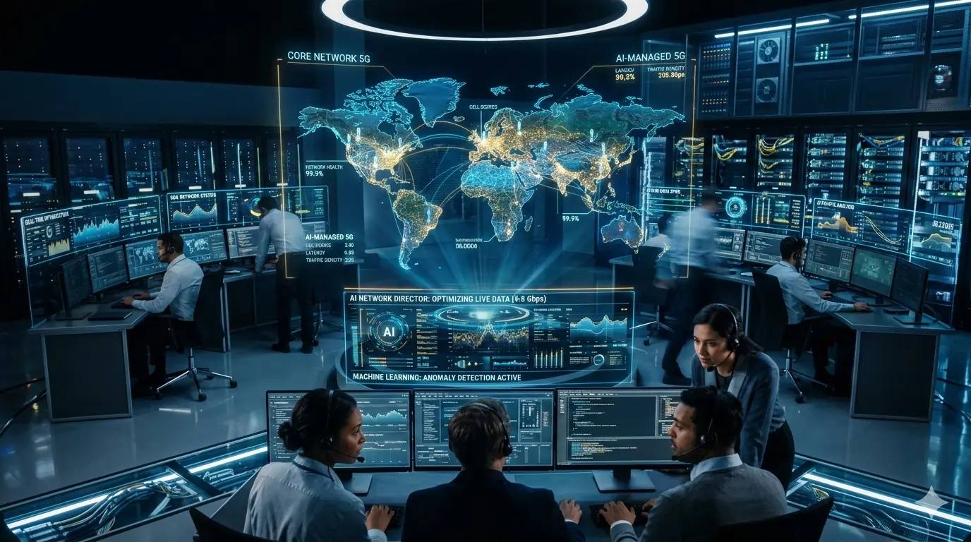 AI-powered 5G network automation system by Nokia and AWS managing telecom infrastructure in real time.