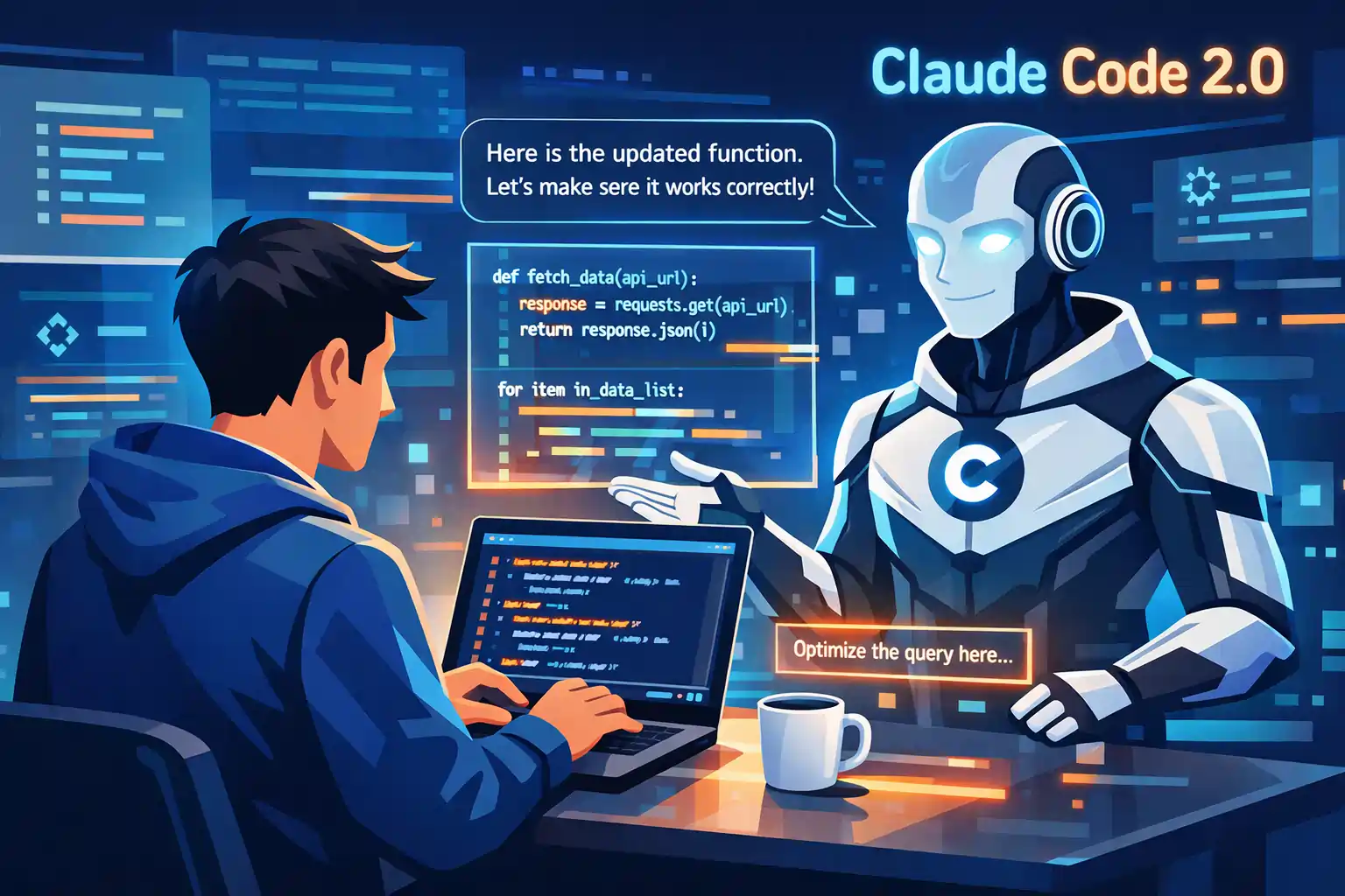 Claude Code 2.0 AI coding assistant helping developers write and analyze code