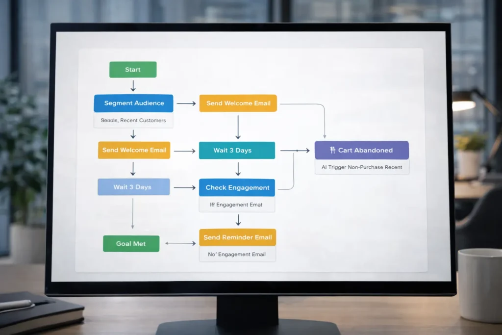 Email automation workflow using free AI tools for email marketing