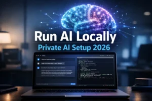 Local LLM setup running AI offline on laptop with Ollama and LM Studio interface